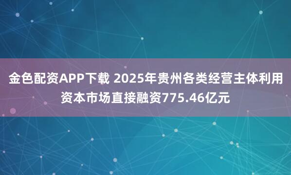 金色配资APP下载 2025年贵州各类经营主体利用资本市场直接融资775.46亿元